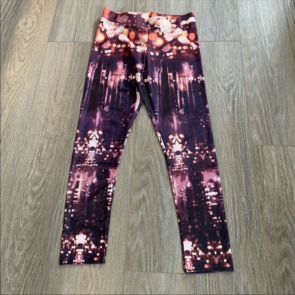 🌸3/$25 American Eagle AE High Rise Leggings, Purple and Gold, Size M - Picture 1 of 6